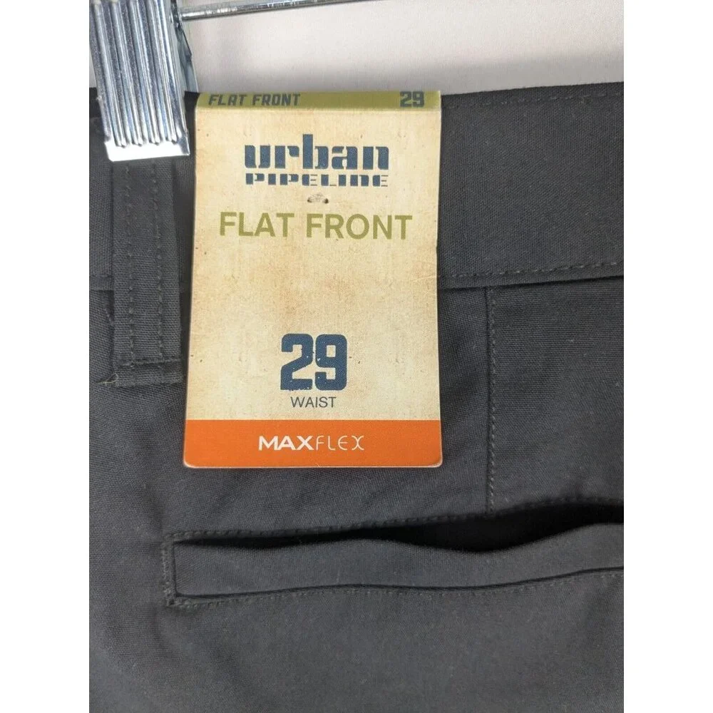 Urban Pipeline Max Flex Shorts 29x12 Black Flat Front Bermuda Chino‎ Tech Pocket